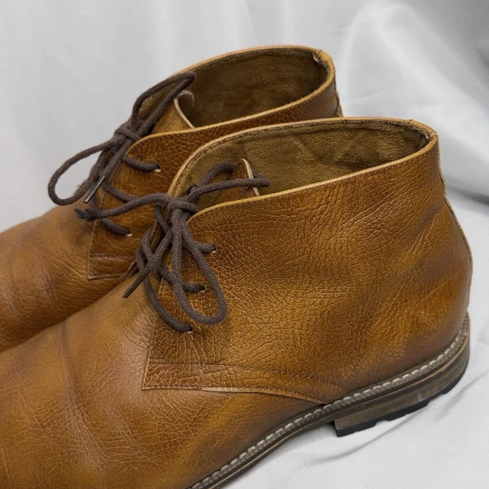 Carlo Morandi Brown Leather Chukka Boots Mens 11 Lace Up Casual Dress Shoes